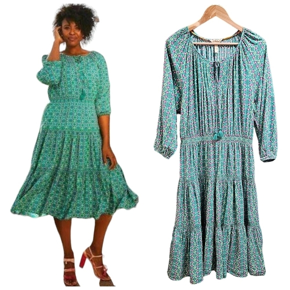 Matilda Jane Age Of Aquarius Floral Long Sleeve Peasant Dress Large Cottagecore - Picture 1 of 10